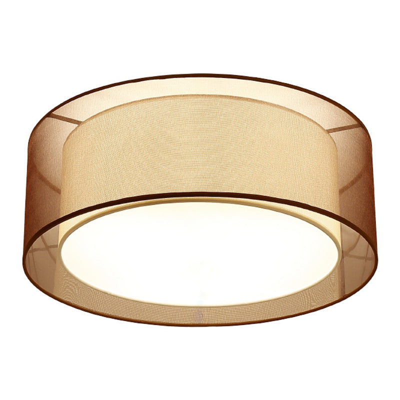 Minimalist Drum Flush Mount Lighting with Fabric 1 Light Flush Ceiling Lights