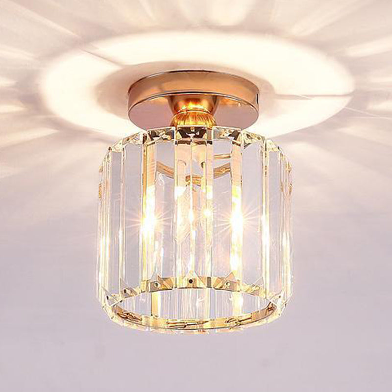 Crystal Geometric Shape Flush Ceiling Light Modern Style 1 Light Flush Mount Light Fixture