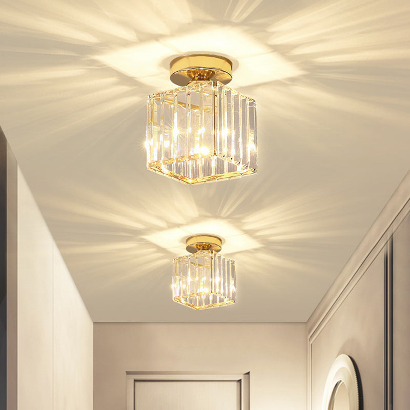 Crystal Geometric Shape Flush Ceiling Light Modern Style 1 Light Flush Mount Light Fixture