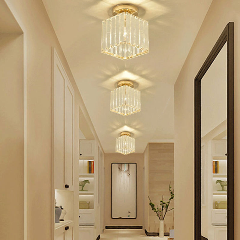 Crystal Geometric Shape Flush Ceiling Light Modern Style 1 Light Flush Mount Light Fixture