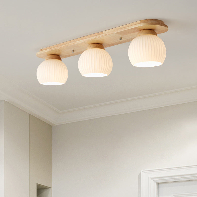 Drum Shape Glass Flush Ceiling Light Modern Multi Lights Flush Mount Light Fixture