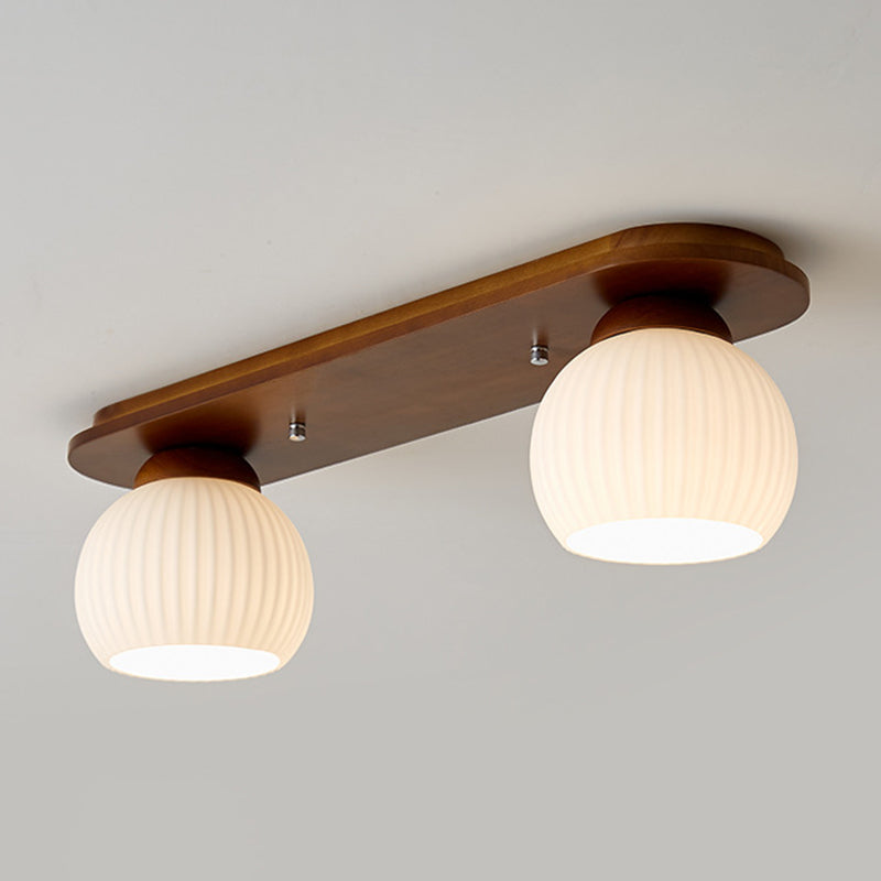 Drum Shape Glass Flush Ceiling Light Modern Multi Lights Flush Mount Light Fixture