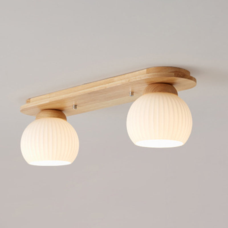 Drum Shape Glass Flush Ceiling Light Modern Multi Lights Flush Mount Light Fixture