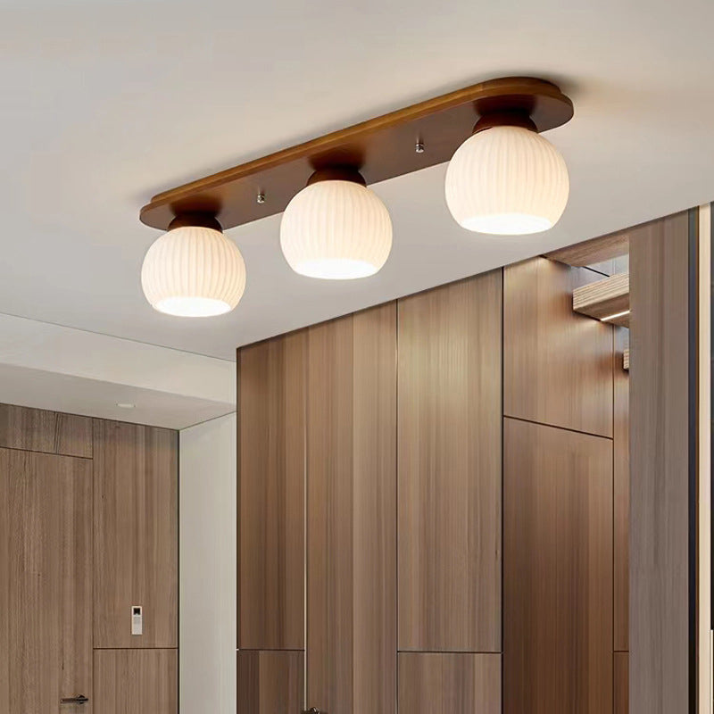 Drum Shape Glass Flush Ceiling Light Modern Multi Lights Flush Mount Light Fixture