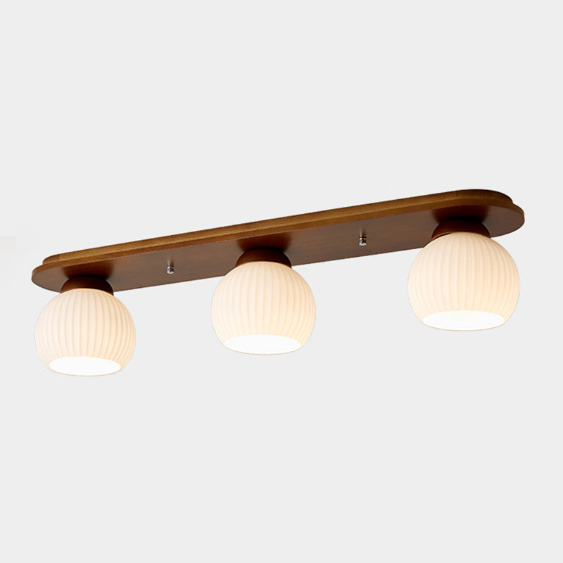 Drum Shape Glass Flush Ceiling Light Modern Multi Lights Flush Mount Light Fixture