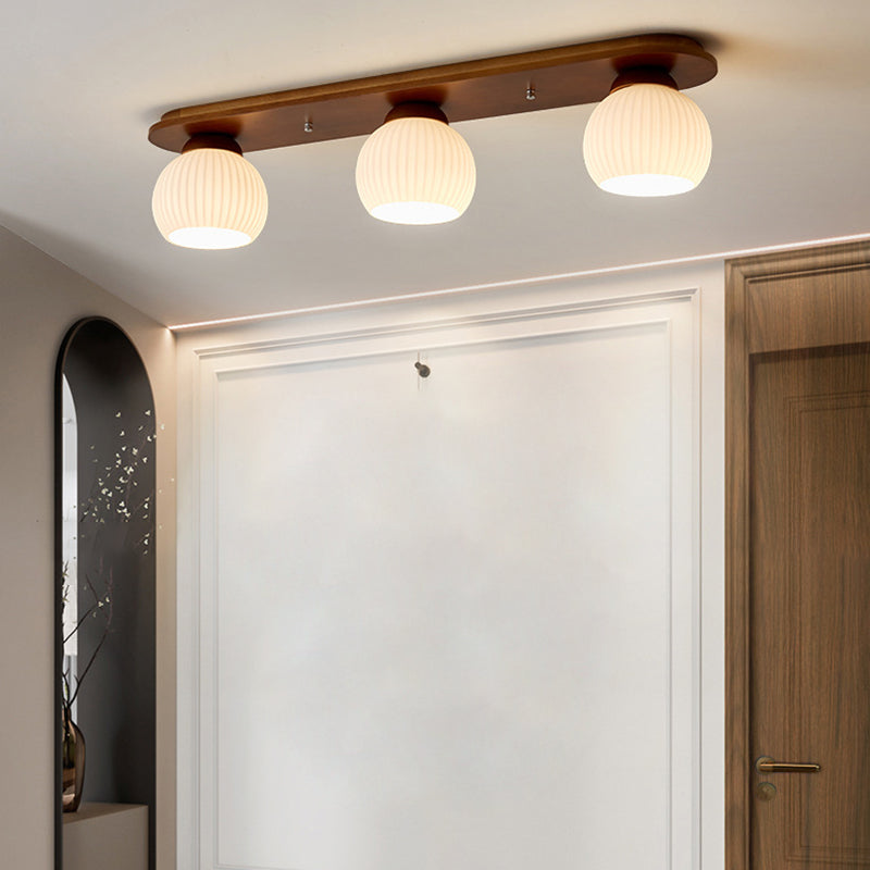Drum Shape Glass Flush Ceiling Light Modern Multi Lights Flush Mount Light Fixture
