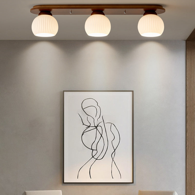 Drum Shape Glass Flush Ceiling Light Modern Multi Lights Flush Mount Light Fixture