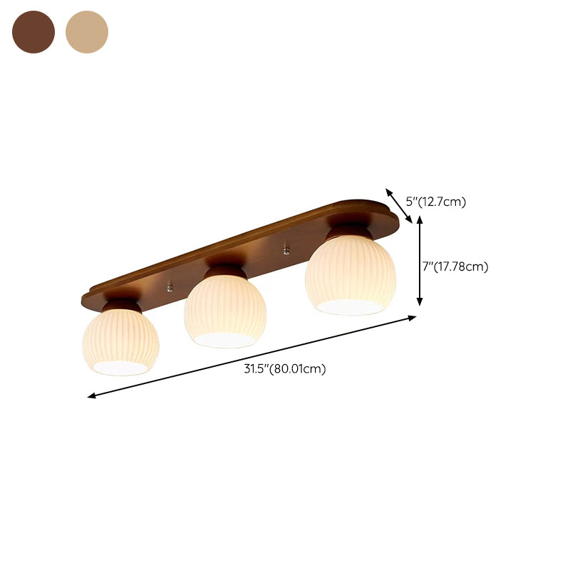 Drum Shape Glass Flush Ceiling Light Modern Multi Lights Flush Mount Light Fixture