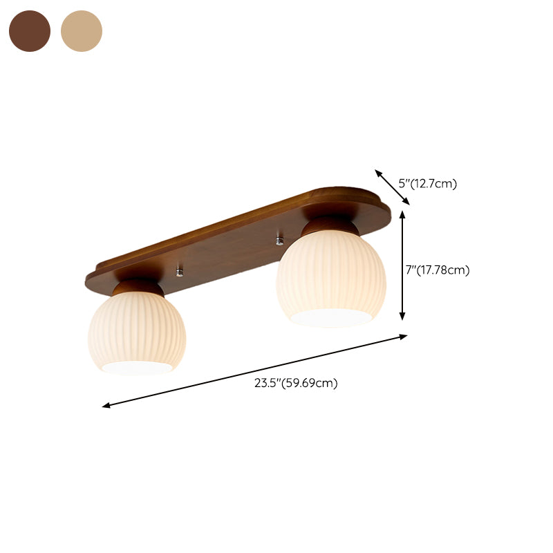 Drum Shape Glass Flush Ceiling Light Modern Multi Lights Flush Mount Light Fixture