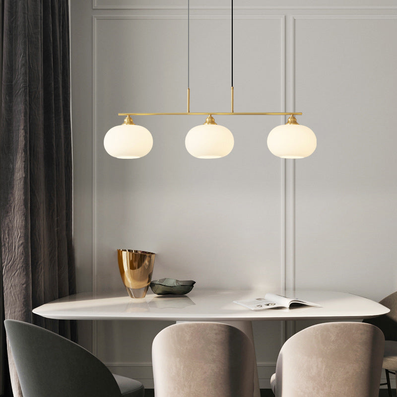 Glass Hanging Lamps Lantern-Shape Island Light Fixture for Dining Room