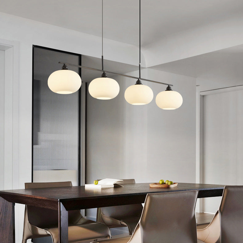 Glass Hanging Lamps Lantern-Shape Island Light Fixture for Dining Room