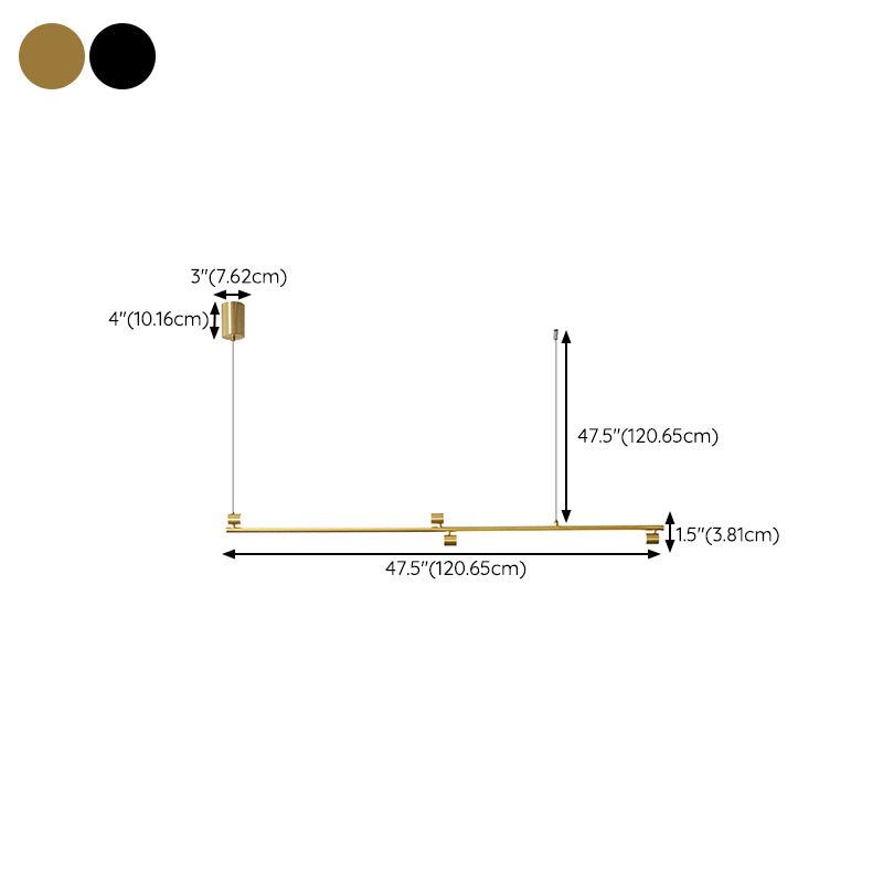 Brass LED Hanging Lamps Minimalism Island Light Fixture for Dining Room