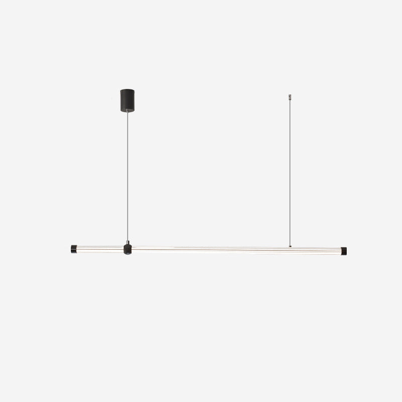 Linear LED Hanging Lamp Minimalism Island Light Fixture with Acrylic Shade for Dining Room