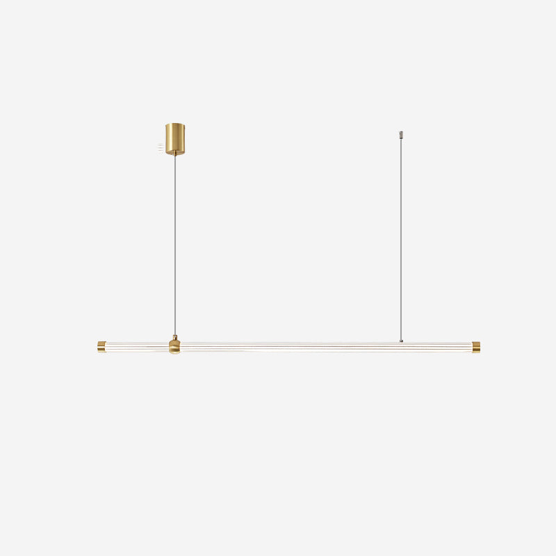 Linear LED Hanging Lamp Minimalism Island Light Fixture with Acrylic Shade for Dining Room