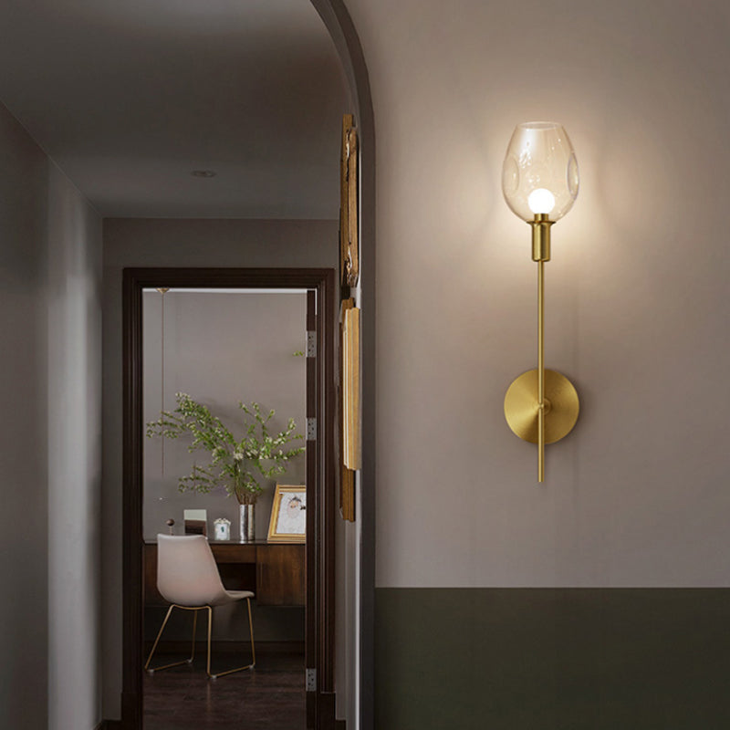 1 Light Wall Mounted Light Fixture Modern Wall Mounted Lighting in Gold
