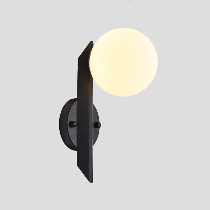Modernist Wall Sconce Globe Glass Sconce Lighting in White for Bedroom