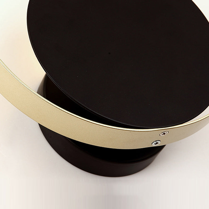 1 Light Circular Wall Mount Light Minimalism Metal Wall Lamp in Black