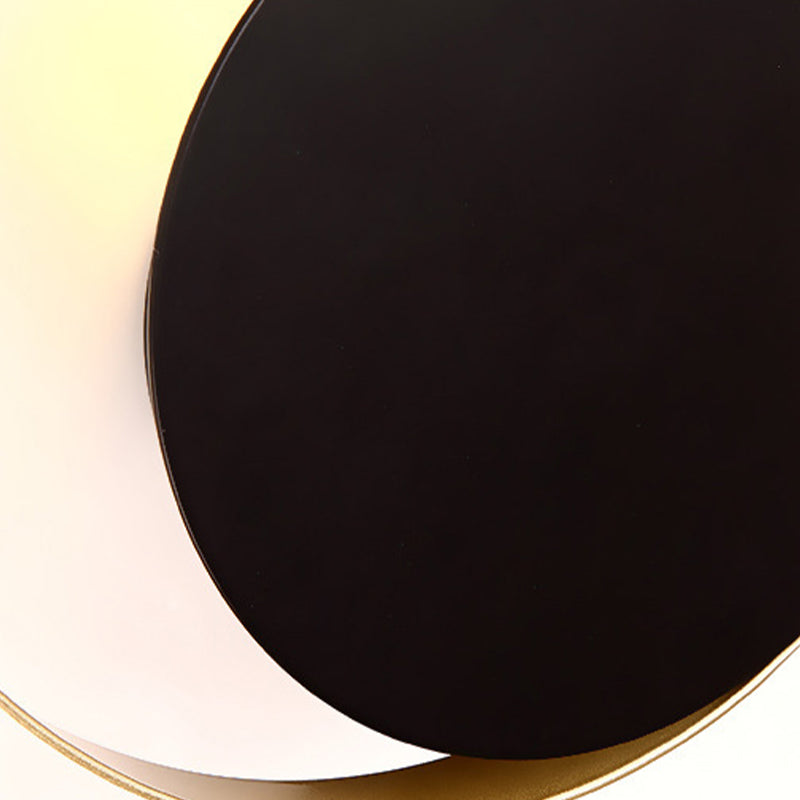 1 Light Circular Wall Mount Light Minimalism Metal Wall Lamp in Black