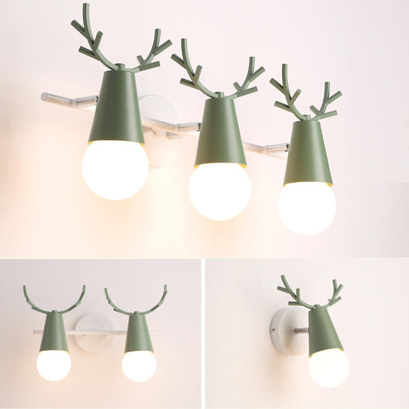 Nordic Style Iron Wall Light Colorful Antler Shape Wall Lamp for Bedroom