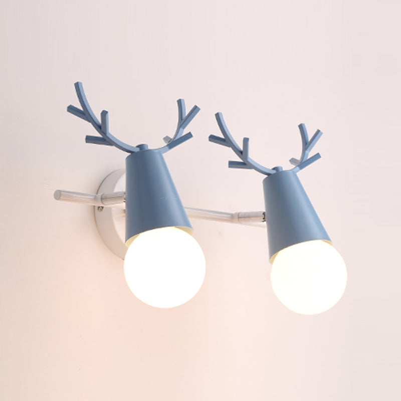 Nordic Style Iron Wall Light Colorful Antler Shape Wall Lamp for Bedroom