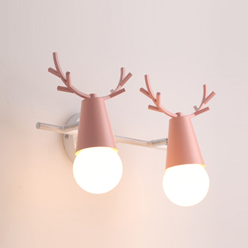 Nordic Style Iron Wall Light Colorful Antler Shape Wall Lamp for Bedroom