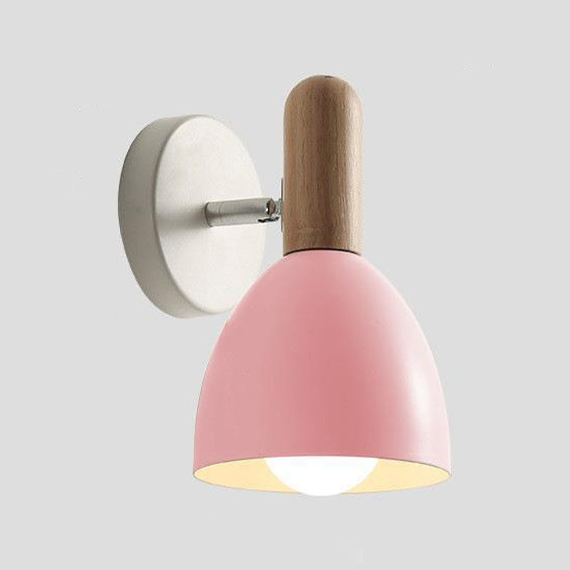 Nordic Style Metal Wall Light Bell Shape Adjustable Wall Lamp for Bedroom