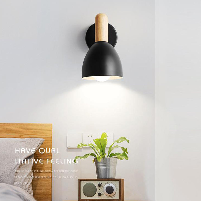 Nordic Style Metal Wall Light Bell Shape Adjustable Wall Lamp for Bedroom