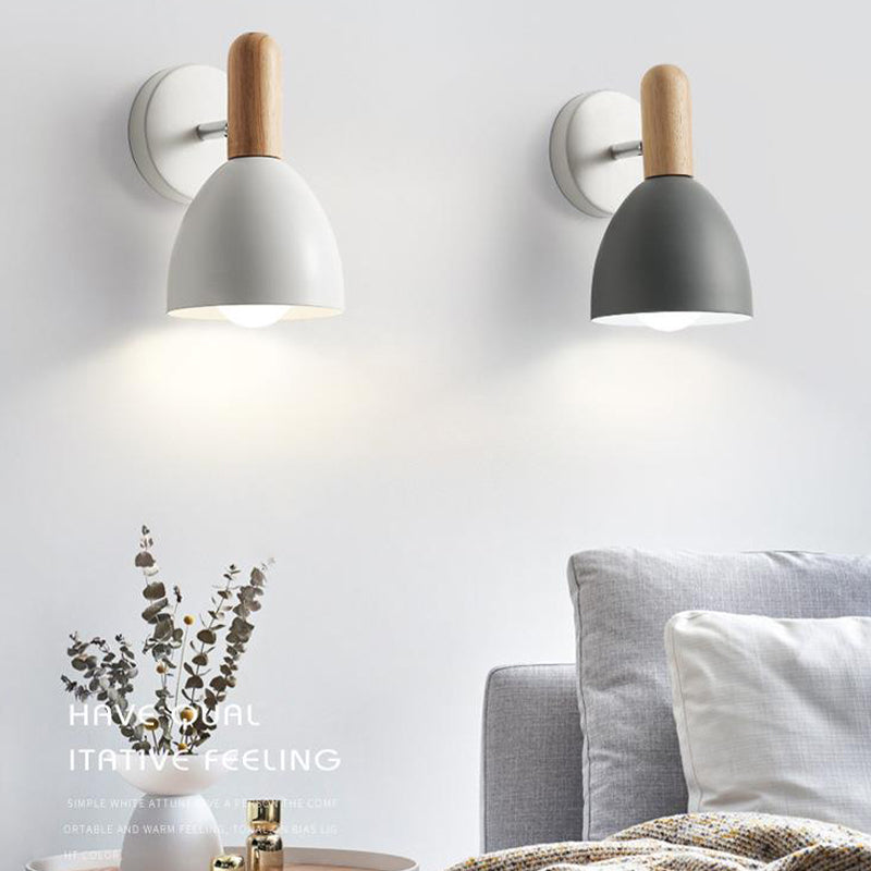 Nordic Style Metal Wall Light Bell Shape Adjustable Wall Lamp for Bedroom