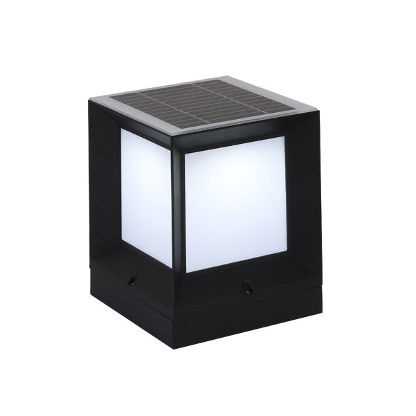 Black Waterproof Pillar Lamp Solar Square Outdoor Lights for Garden