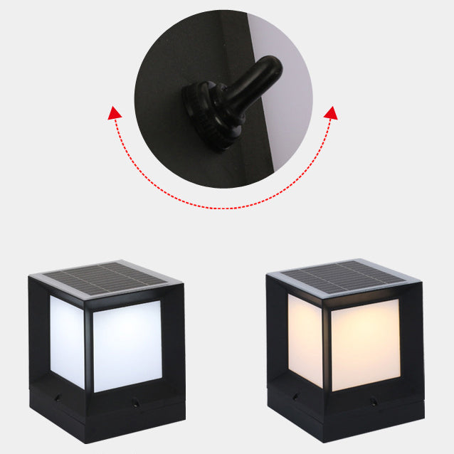 Black Waterproof Pillar Lamp Solar Square Outdoor Lights for Garden