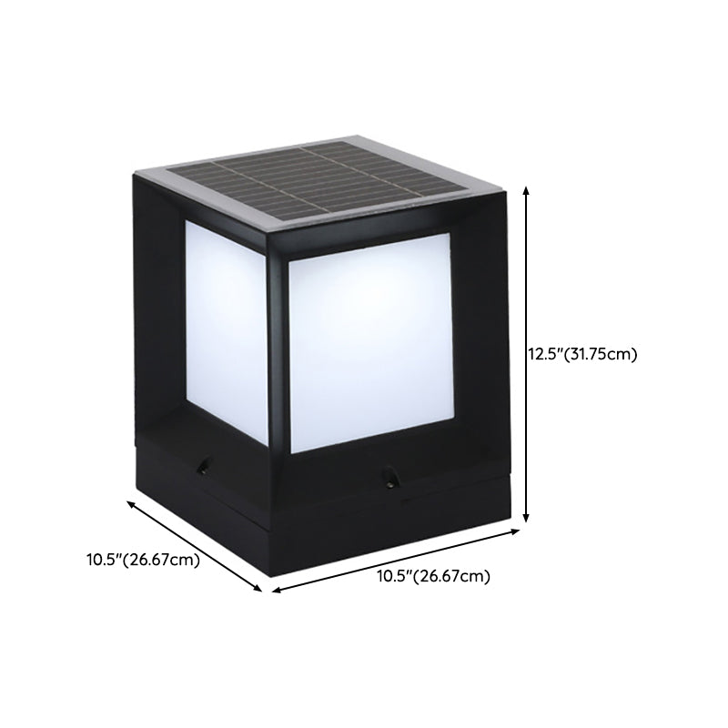 Black Waterproof Pillar Lamp Solar Square Outdoor Lights for Garden