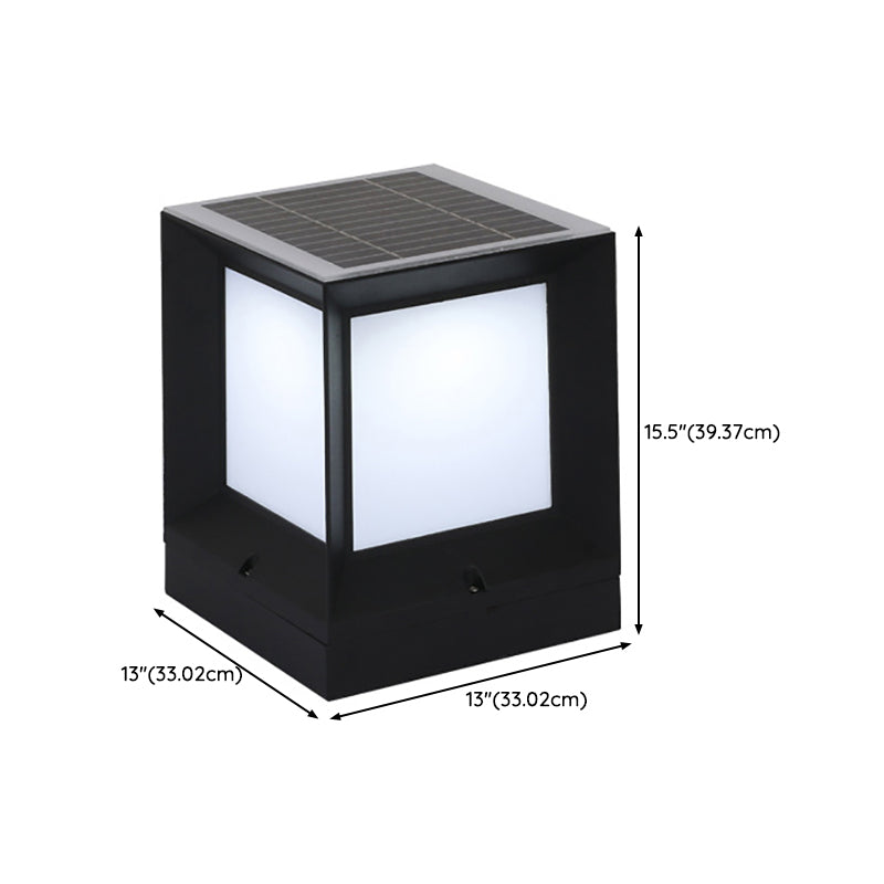 Black Waterproof Pillar Lamp Solar Square Outdoor Lights for Garden