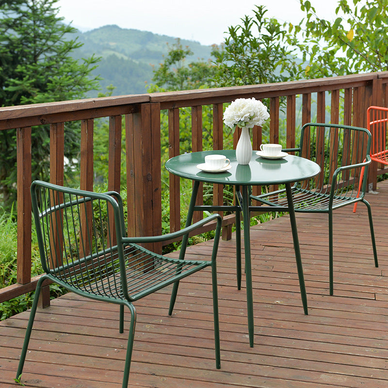 Modern Style Metal Round Dining Set 1/3/4/5 Pieces Metal Dining Table Set for Outdoor