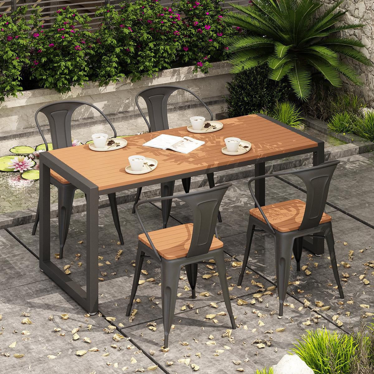 Modern 1/3/4/5/7 Pieces Rectangular Picnic Table Reclaimed Wood Dining Picnic Table