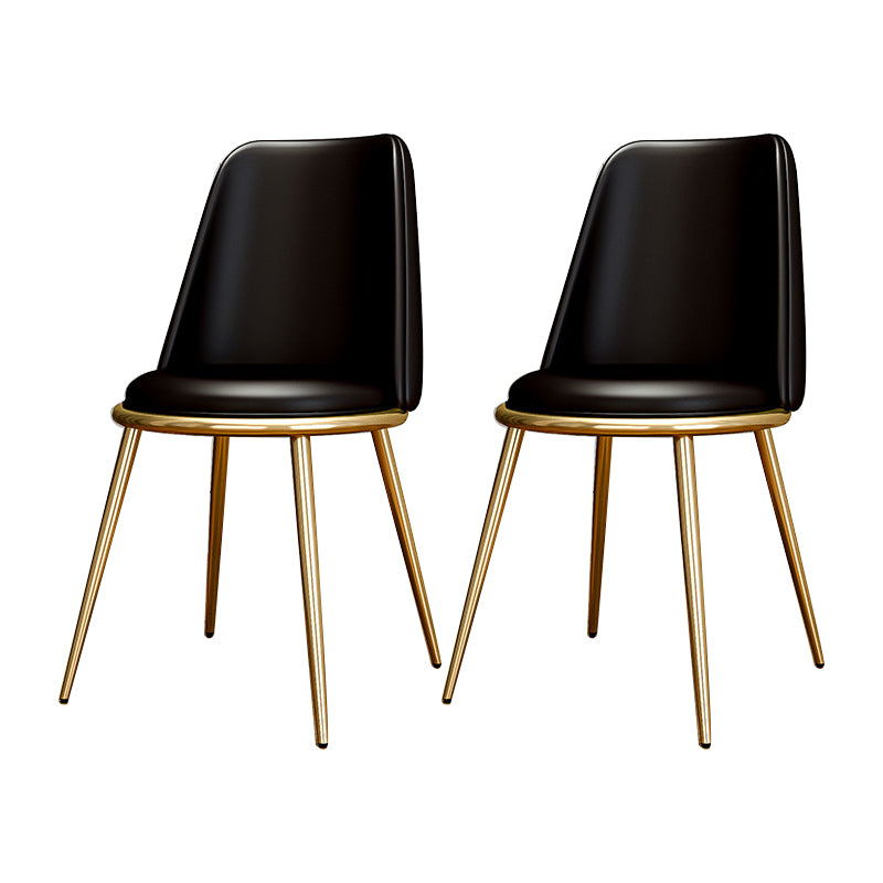Upholstered Lounge Chair Armless Vanity Chair with Gold Tone Legs