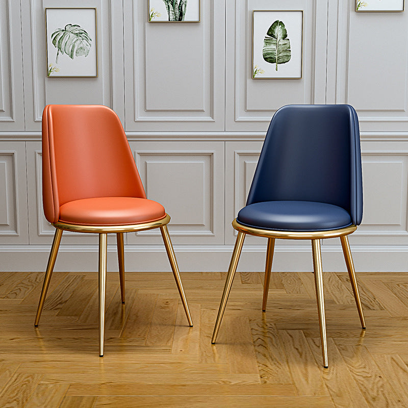 Upholstered Lounge Chair Armless Vanity Chair with Gold Tone Legs