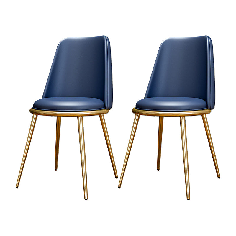 Upholstered Lounge Chair Armless Vanity Chair with Gold Tone Legs