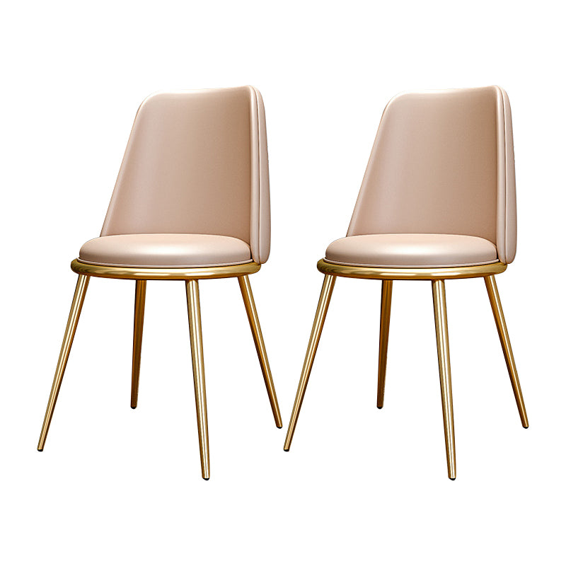 Upholstered Lounge Chair Armless Vanity Chair with Gold Tone Legs