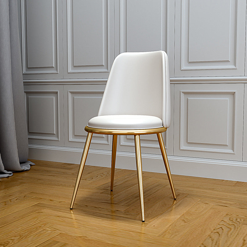 Upholstered Lounge Chair Armless Vanity Chair with Gold Tone Legs
