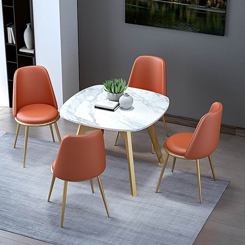 Upholstered Lounge Chair Armless Vanity Chair with Gold Tone Legs
