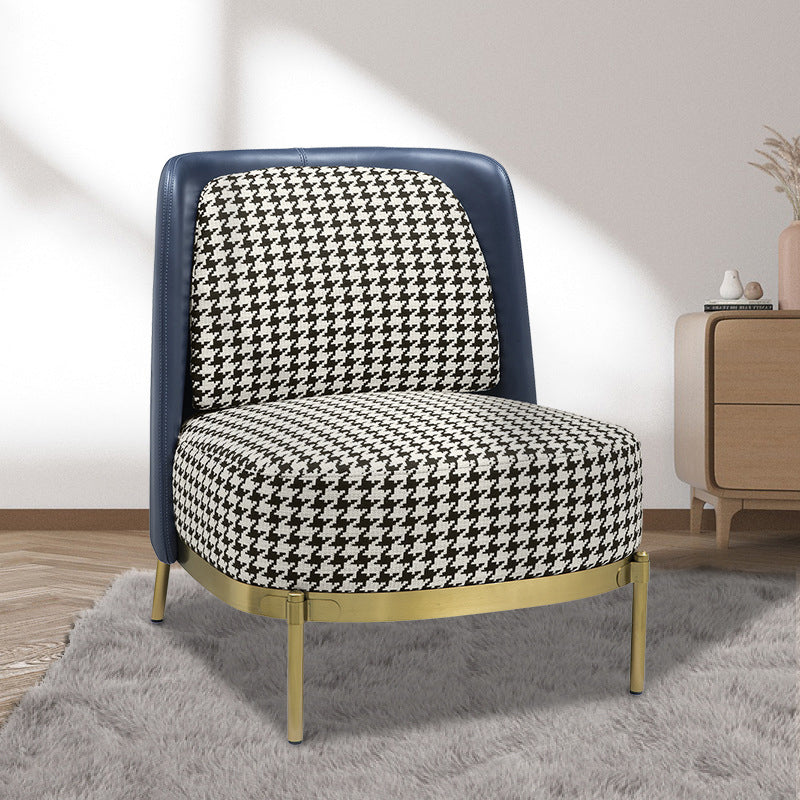 24.40" Wide Chair Linen Metal Frame Chair with Basic Four Leg for Living Room