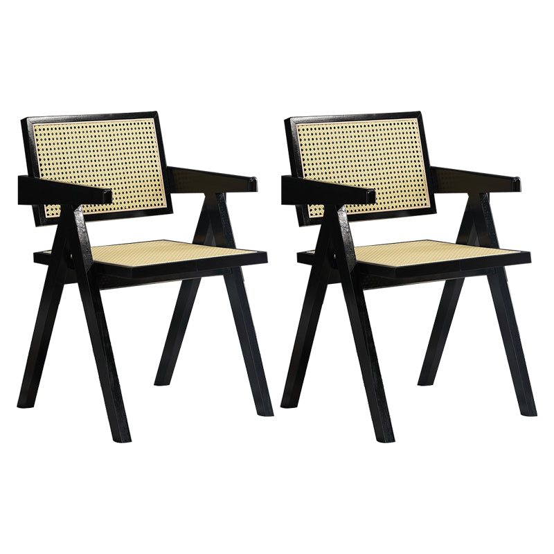 19.68" Wide Arm Chair Solid Wood Frame Chair with Woven Back