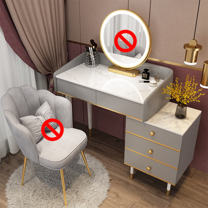 Glam Vanity Table Stone Top 15.75" W Makeup Desk with Drawers