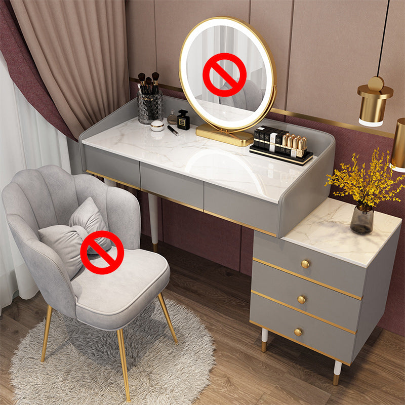 Glam Vanity Table Stone Top 15.75" W Makeup Desk with Drawers