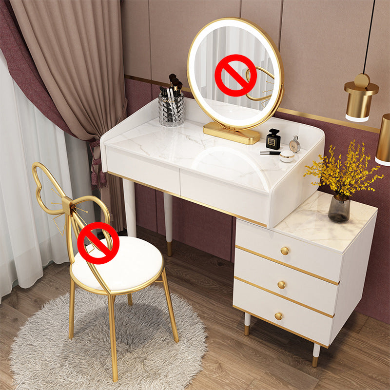 Glam Vanity Table Stone Top 15.75" W Makeup Desk with Drawers