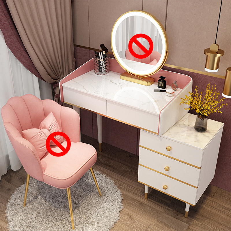 Glam Vanity Table Stone Top 15.75" W Makeup Desk with Drawers