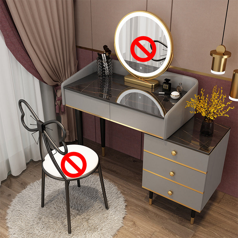 Glam Vanity Table Stone Top 15.75" W Makeup Desk with Drawers