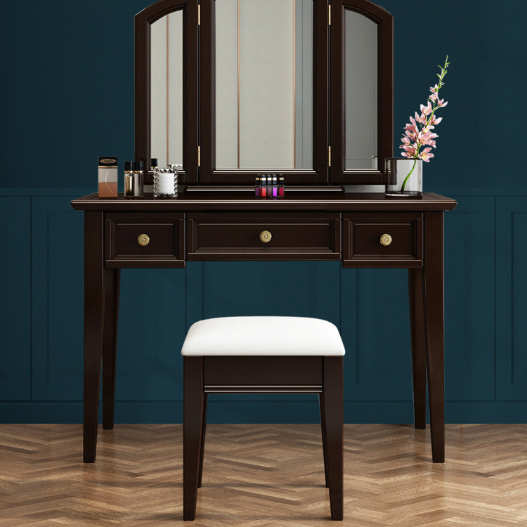 Traditional 3-piece Mirrored Vanity Set 3 Storage Drawers Dresser