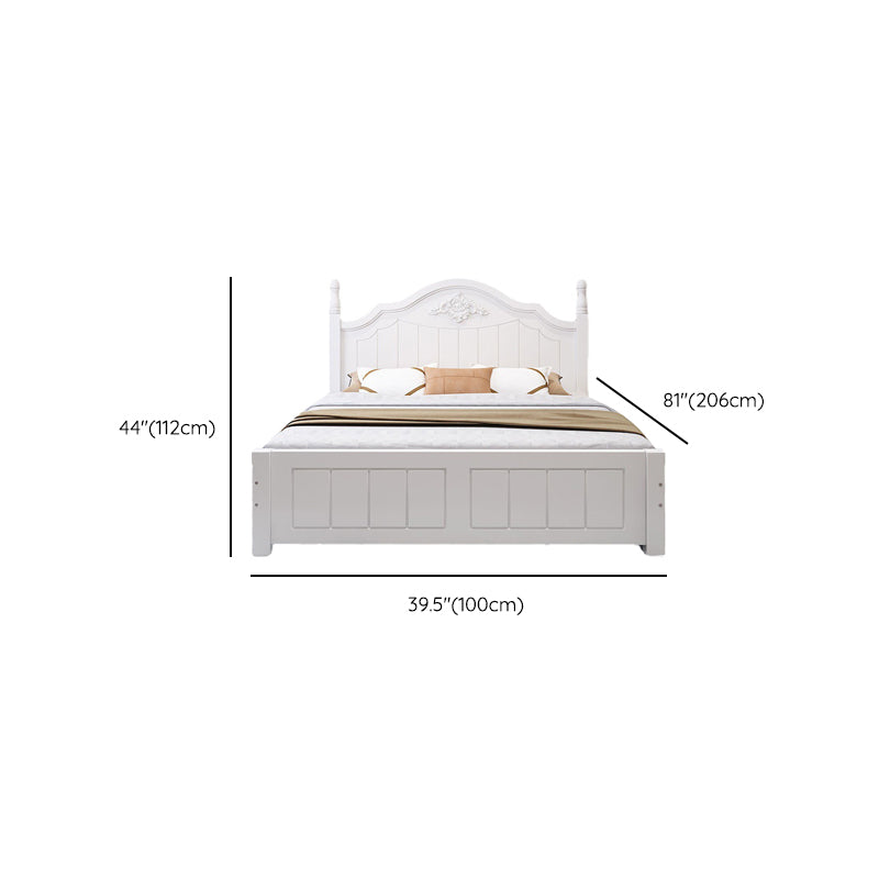 French Country Panel Bed with Headboard Standard Bed Arched White