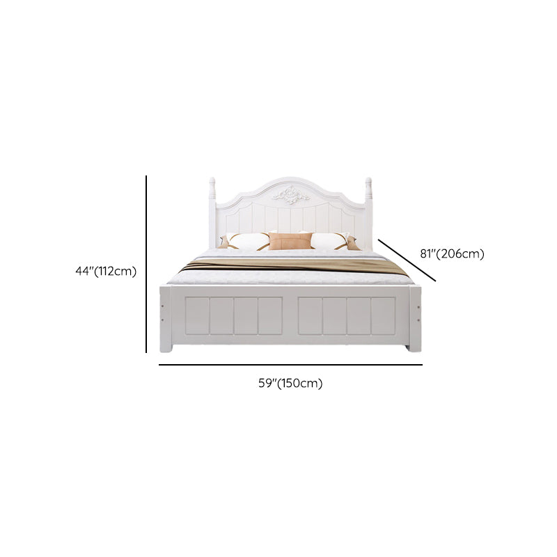 French Country Panel Bed with Headboard Standard Bed Arched White